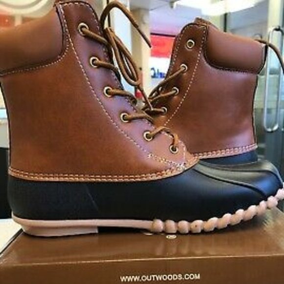 OUTWOODS Duck Boots by Rain Faux Leather Waterproof Rubber Ankle lBoots … - Picture 3 of 12